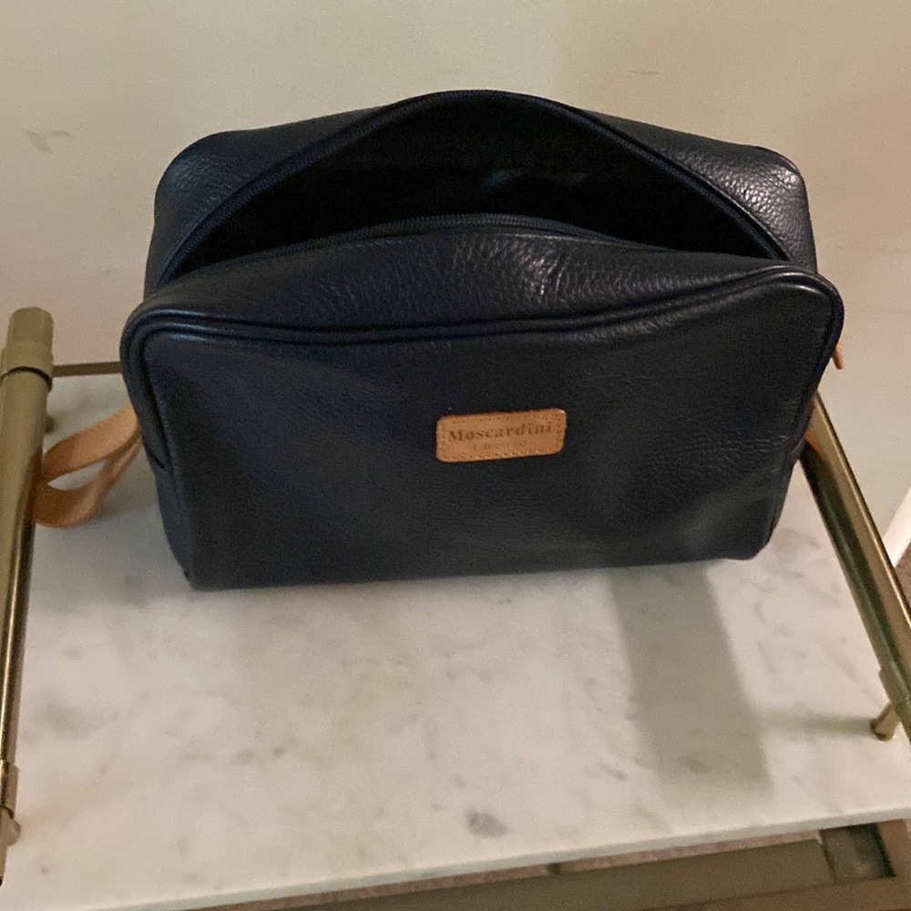 New 🇮🇹 MOSCARDINI FIRENZE LEATHER PEBBLED TRAVEL / TOILETRY BAG🔥